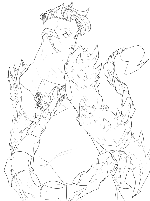 WIP of this Scorpia piece I’m doin an im postin the lineart