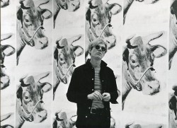 stu-sutcliffes:  Andy Warhol with his Cow Wallpaper Exhibited