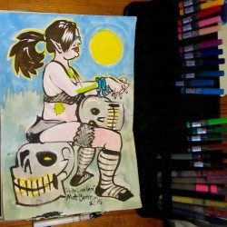 Put some color into a drawing I did at the Boston Dr. Sketchy’s