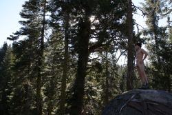 naked-hiker:  Naked on a very cold day in the Sierra Mountains