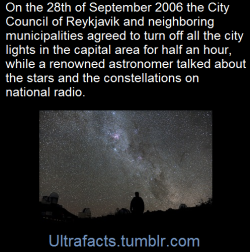 ultrafacts:  All city lights in Reykjavik are generated with