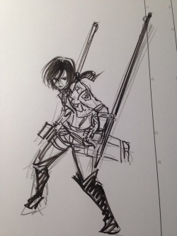 Isayama Hajime shares a new sketch of Mikasa, wielding the new