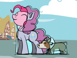 flutterluv: Pinkie Pie enjoying her day with a dog while wearing