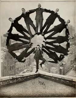 atomic-flash:  Man on Rooftop with Eleven Men in Formation on
