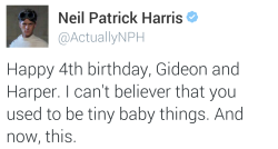 neilerburtkapathhimymer:  Happy 4th Birthday Gideon Scott Burtka-Harris