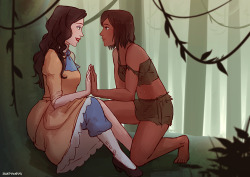 sleepysenshi:  korrasami / tarzan crossover for u anon!! i keep