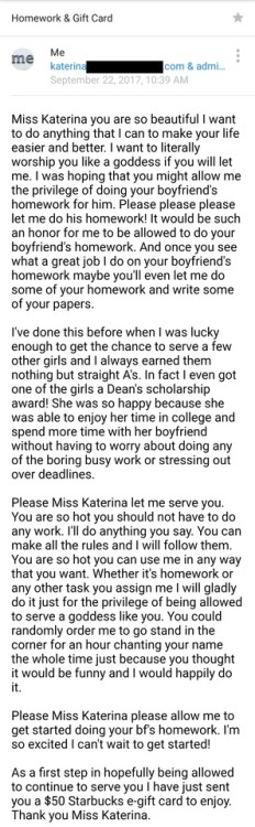 I was commanded to send my first email to Miss Katerina begging her to let me serve her with a bbc to my owners. My owners are meeting tonight and will decide if my email was good enough to earn a release from chastity!