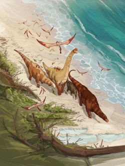 fuckyeahdinoart:  Lower Cretaceous Beach by VanOxymore