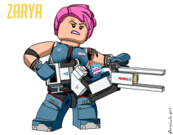avastindy: Here’s Zarya from Overwatch as a Lego Minifigure.