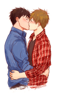 kittlekrattle:  a quick soumako kiss for zoompie ♥︎