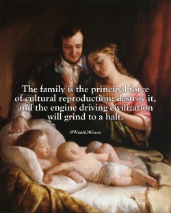 wrathofgnon:  The family is the principal force of cultural reproduction:
