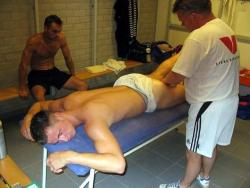 sportyboyblog:  Soccer players massage in locker room!The Hottest