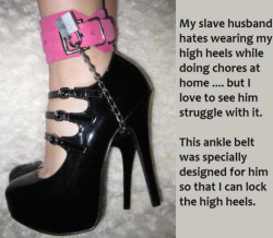 rubbersissykate:  I hope Master locks me in my heels.  Locked