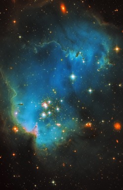 thedemon-hauntedworld:  NGC602 - a young, bright open cluster