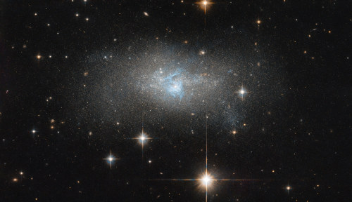 space-pics:  Hubble Images a Galaxy with Threads of Blue by NASA