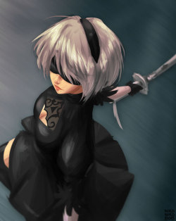 nikoniko808: 2B painting practice  support me on patreon~ 