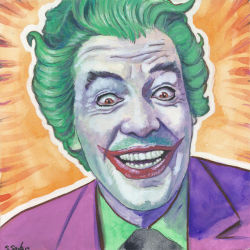 eatsleepdraw:   Cesar Romero as The Joker Done on 6x6 inch Aquabord