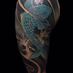 #fish #pez #Tattoo #tatuaje #ink #koi #blue #azul #color #colors