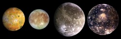 tweed-eyes:  The Galilean moons. From left to right, in order