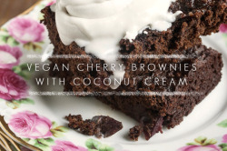 veganfoody:  Cherry Brownies with Coconut Cream 