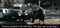 4gifs:  And he rode off, to fight other cycling-related wrongs.