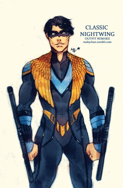 mabychan:  Outfit remake for all the Robins :D  - Dick Grayson