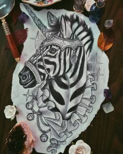georginatattoo:  I drew this Zebra Unicorn a few months ago and