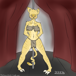 Sketch of a Khajiit stripper. Yes pls