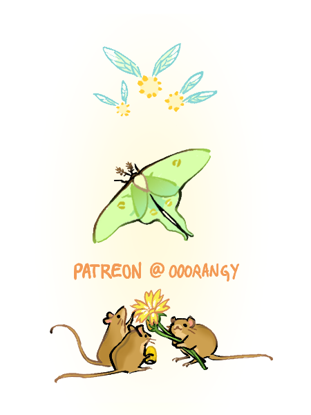 ooorangy: Thumbnail art for my tiers on Patreon: Mote, Moth,