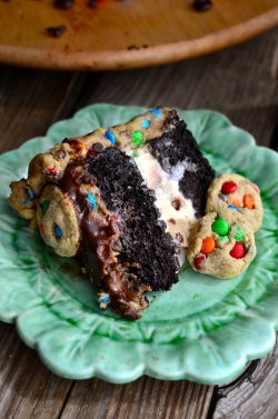 do-not-touch-my-food:  M&M Cookie Dough Ice Cream Cake with