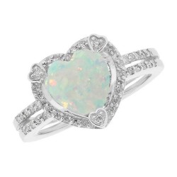 wwedeanambrose:  Reeds Created Opal And Diamond Heart Sterling