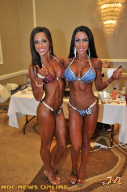 txcwby622:  girlsblownaway:  Don’t know who won the fitness competition, but I know who’s winning the getting me hard competition.  I’d be proud to make them both pregnant. 