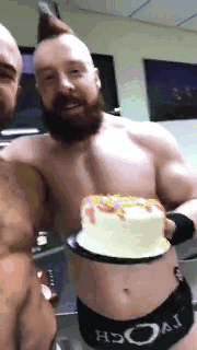 crazyredheadedgirl:Sheamus celebrating Cesaro’s birthday