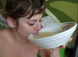 swaggtown862:  She’s actually drinking a bowl full of frozen,saved