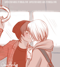 lovelyrugbee:  Quick doodle of Eremin subway kisses~ <3 My