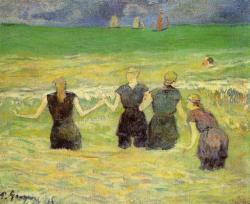 impressionism-art-blog: Women bathing (Dieppe) via Paul Gauguin