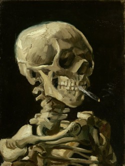 kassie-may:“Skull of a Skeleton with Burning Cigarette” Painting