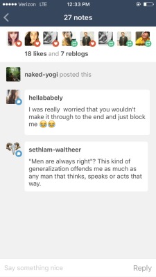 sethlam-waltheer:  naked-yogi:  Aw, poor you. Offended by the