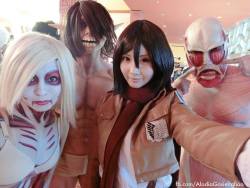 dpiddy-mercwiththemoves:  Attack on Titan group selfie!!! https://www.youtube.com/watch?v=cw2lChMm61Y