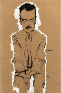 Portrait of Eduard Kosmack, Frontal, with Clasped Hands, 1910,