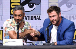 marvelgifs: Chris Hemsworth and Taika Waititi attend the Marvel