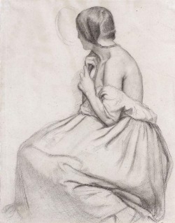 dappledwithshadow:  Young Lady Plaiting Her Hair, Edgar Degas,