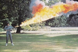 theactioneer: Sigourney Weaver testing a flamethrower for Alien