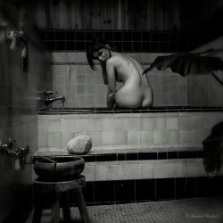 holdmyheaddown:  Nathalia Rhodes by Randall Hobbett  In a Japanese bathhouse. Such an epic shoot! 