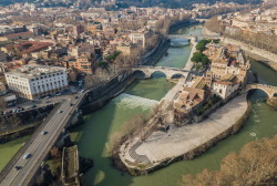 romebyzantium:Tiber Island, Rome. According to legend, a heavily-laden