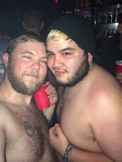 drttalk:  His first bear party and he ends up shirtless. 