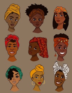 turbanista: alicia-robinson-art:  Some cute head wrap styles!