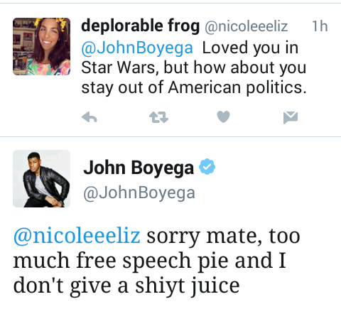 ironbloodaika:  thugilly:  marissarei:  sophiaslittleblog:  boyega-john:  Another iconic John Boyega clap back  Look at my husband doing the lords work.  AHAHA  tbt when they tried to pull that shit on John Legend too #LetBlackMenSpeak   I missed the