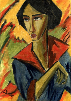 peira:  Karl Schmidt-Rottluff:  Girl with Red Collar (c.1914-1915)