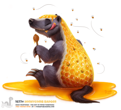 cryptid-creations:  Daily Painting 1677# Honeycomb Badger by